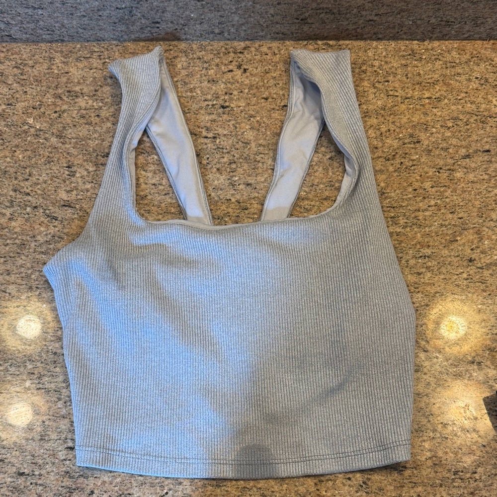 Alo Yoga Gray Ribbed Crop Top XS